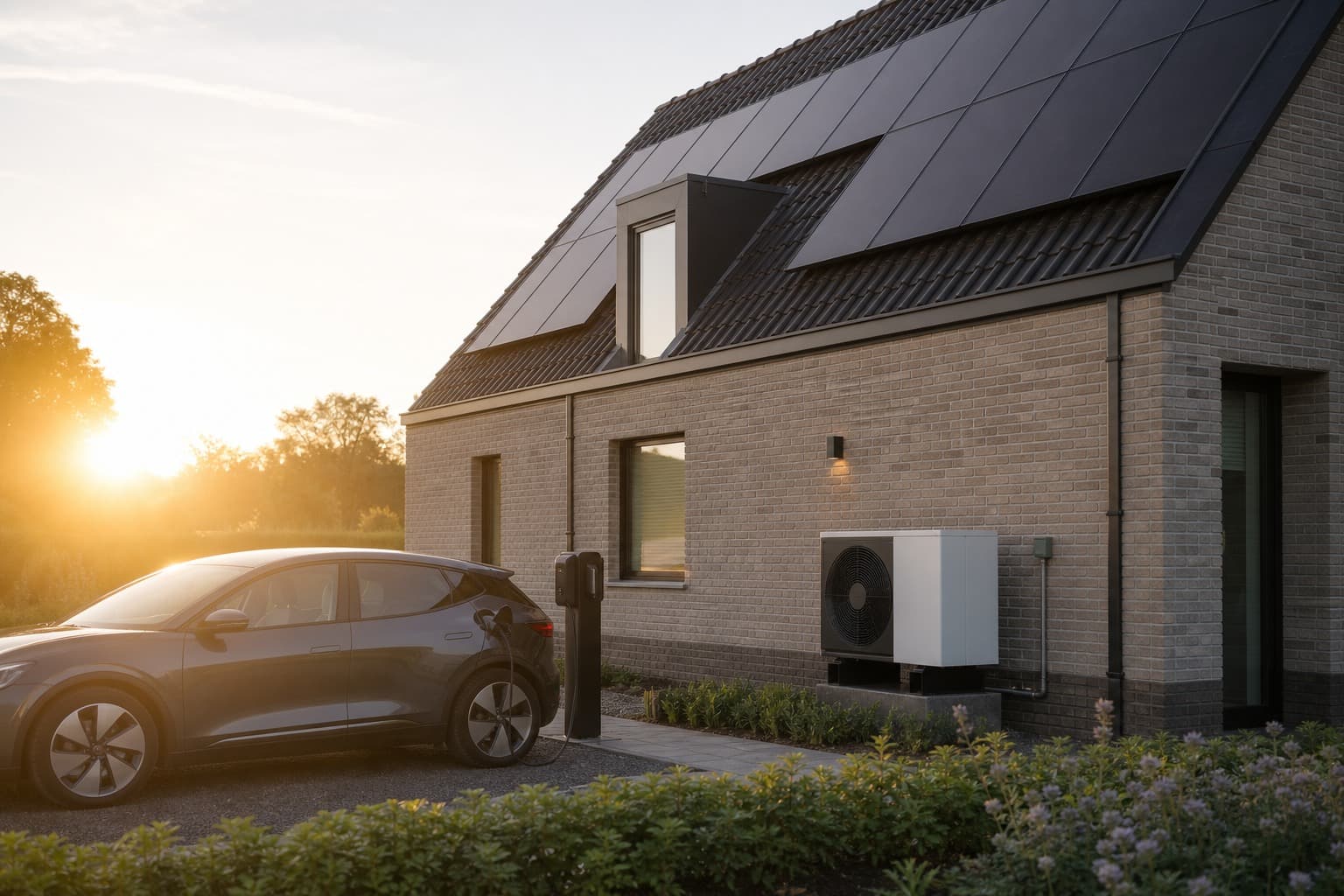 Moderne woning als illustratie van elektrisch verduurzamen
